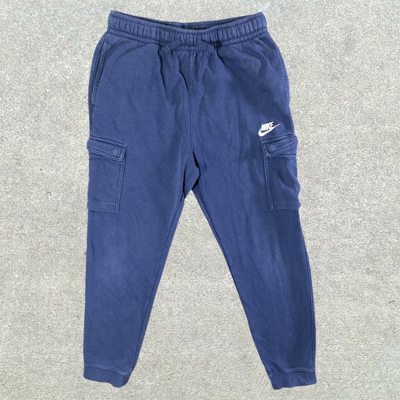 Nike Cargo Sweatpants Kids Boys Size XL Navy Blue Drawstring Athletic Casual - Picture 1 of 8
